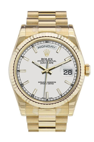 ROLEX 118238 Day Date 36 White Diamond Dial Gold President Watch WatchGuyNYC