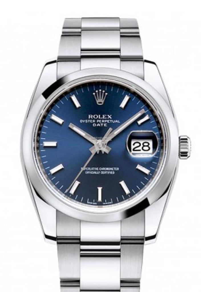 ROLEX 115200 Date 34 Blue Dial Stainless Steel Men's Watch