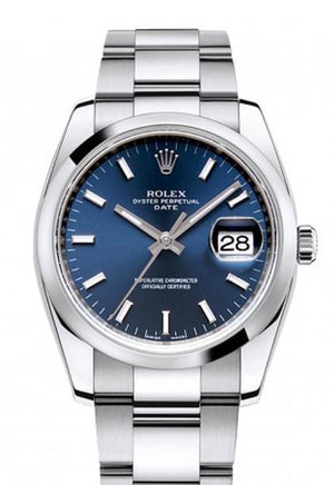Rolex Date 34 Blue Dial Stainless Steel Mens Watch 115200