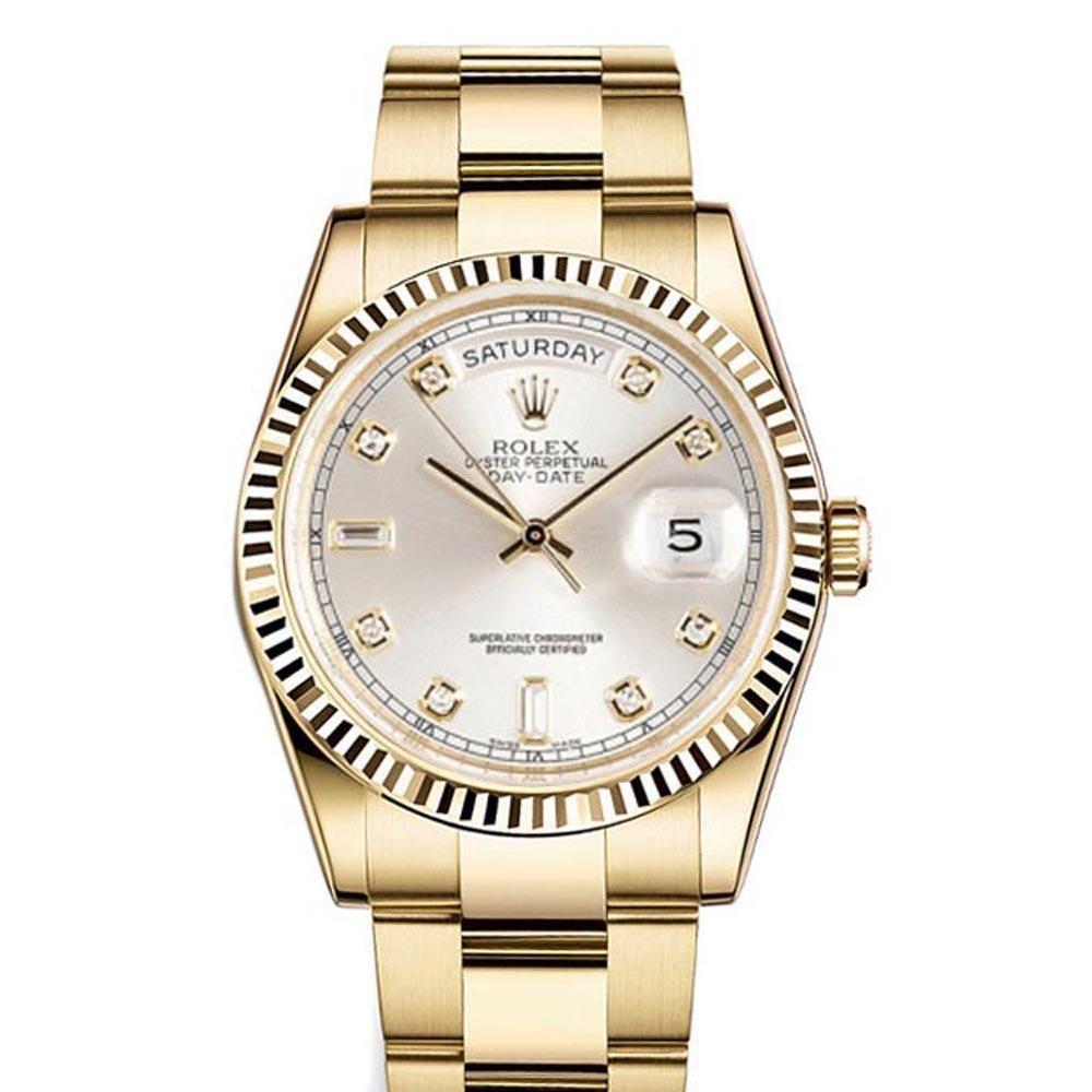 Rolex 118238 Day-Date 36 Silverdial Gold President Watch | WatchGuyNYC