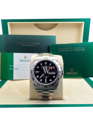 Rolex Explorer Ii Black Dial Stainless Steel Mens Watch 216570
