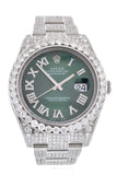 Custom Diamond Rolex Datejust Ii 41 Green Dial Roman Mens Watch 116300 / None Watches