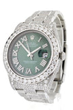 Custom Diamond Rolex Datejust Ii 41 Green Dial Roman Mens Watch 116300 Watches