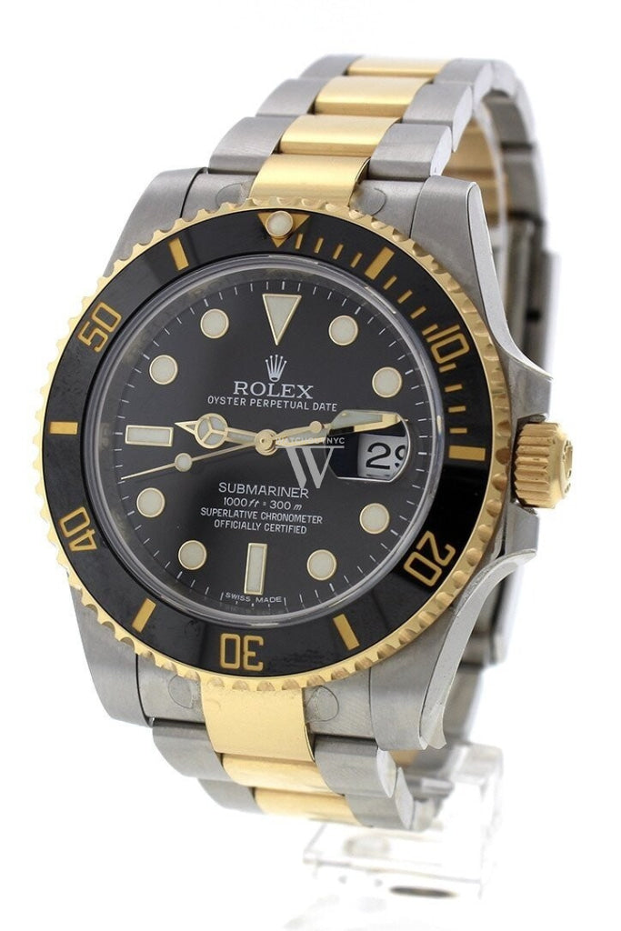 Pre Owned Rolex Submariner 40 Black 18k Gold 116613 116613LN