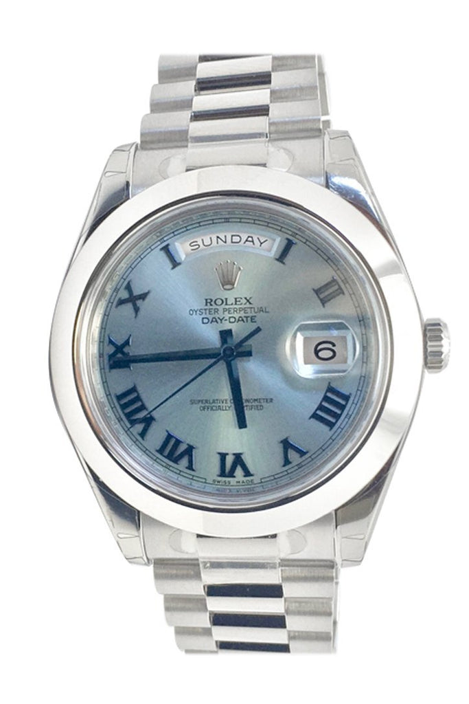 Rolex Day-Date Ii 41 Ice Blue Dial Platinum President Mens Watch 218206
