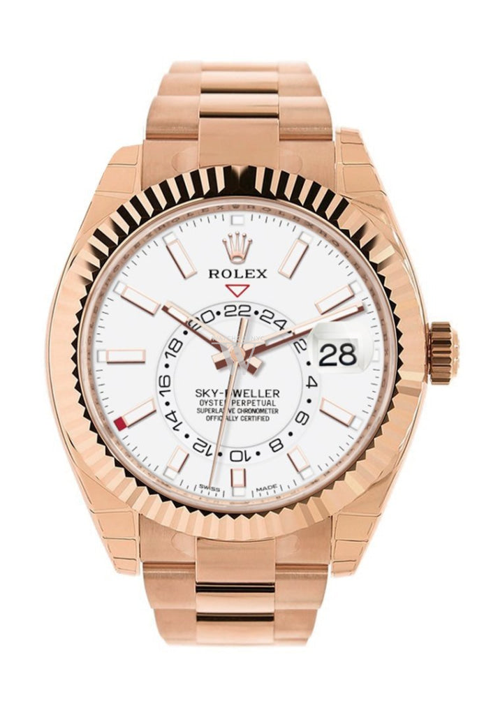 Rolex Sky Dweller White Dial 18Kt Everose Gold Mens Watch 326935