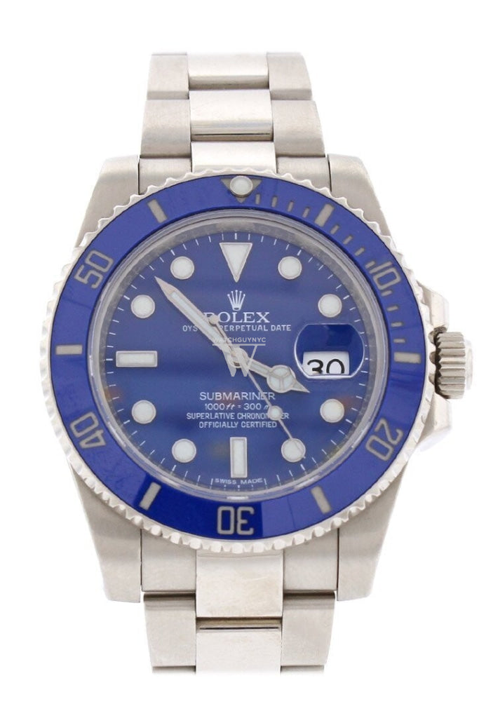 Pre Owned Rolex Submariner 40 Blue 18k White Gold 116619LB