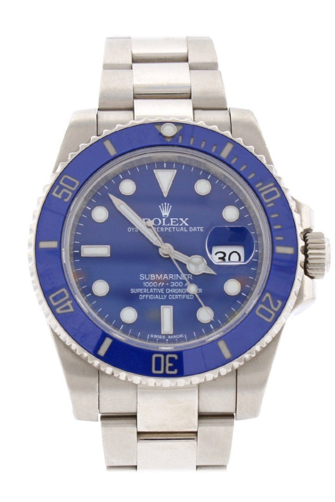 Pre Owned Rolex Submariner 40 Blue 18k White Gold 116619LB