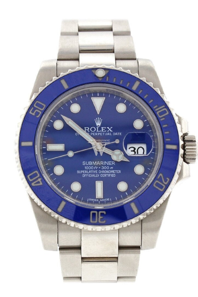 Pre Owned Rolex Submariner 40 Blue 18k White Gold 116619LB