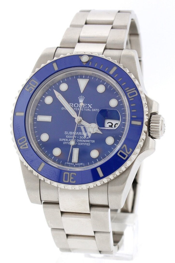 Pre Owned Rolex Submariner 40 Blue 18k White Gold 116619LB