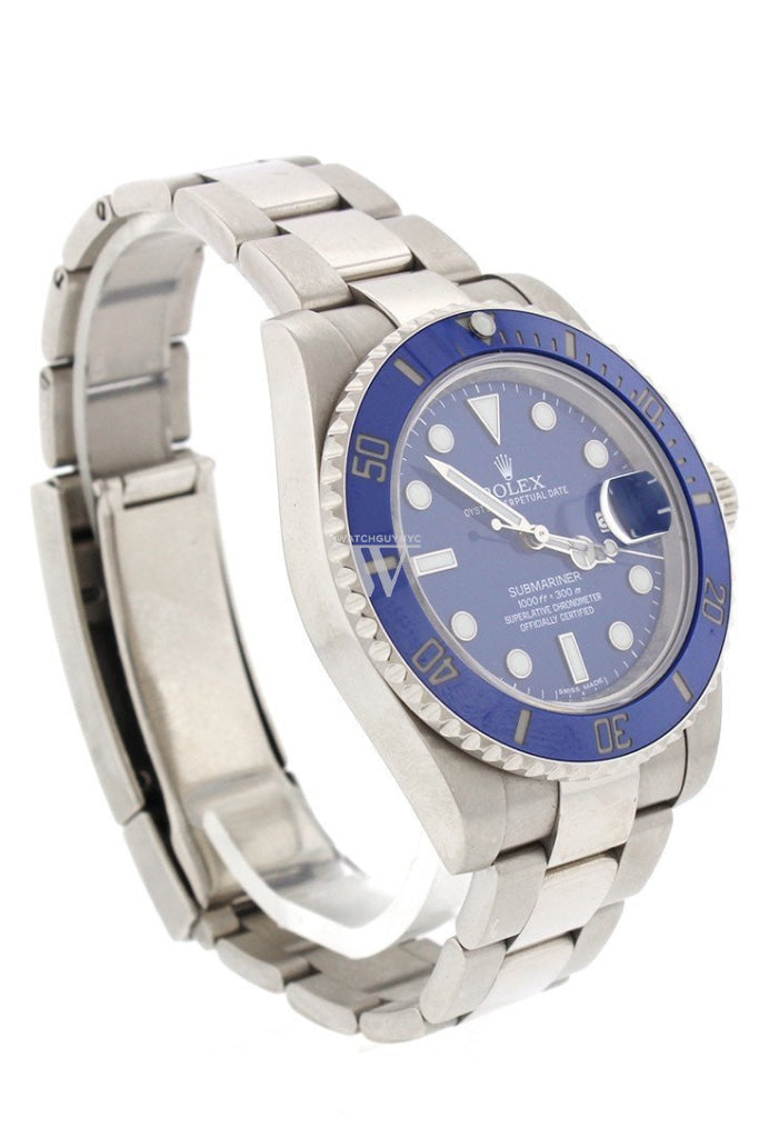 Rolex Submariner Date Blue Dial 18K White Gold Steel Mens Watch 116619Lb Pre-Owned-Watches