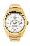 Rolex Sky Dweller White Dial 18Kt Yellow Gold Mens Watch 326938