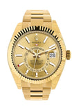 Rolex Sky Dweller Champagne Dial Gmt 18kt Yellow Gold Men's Watch 326938