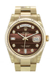 Rolex Day-Date 36 Bulls Eye Set With Diamonds Dial Fluted Bezel Yellow Gold Watch 118238