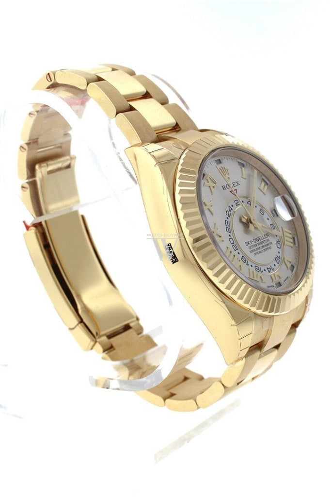 Rolex Sky-Dweller 42 Silver Roman Dial Yellow Gold Mens Watch 326938