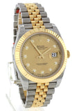 Rolex Datejust 41 Champagne Diamonds Steel And 18K Yellow Gold Mens Watch 126333
