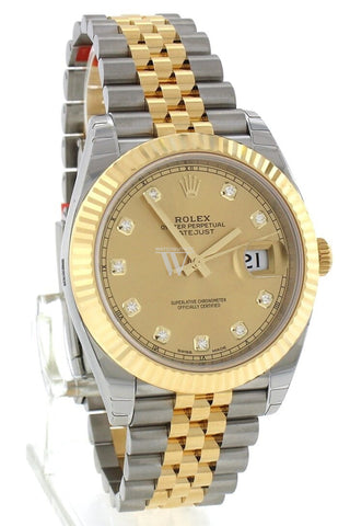 Rolex Datejust 41 Champagne Diamonds Steel And 18K Yellow Gold Mens Watch 126333