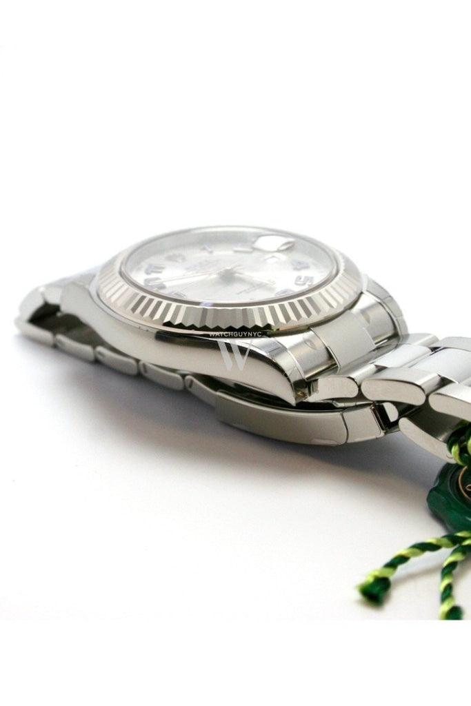 Rolex Datejust Ii 41 Grey Arabic Dial 18Kt White Gold Fluted Bezel Mens Watch 116334