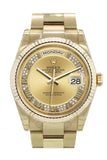 Rolex Day-Date 36 Champagne-Colour Set With Diamonds Dial Fluted Bezel Yellow Gold Watch 118238