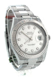 Rolex Datejust Ii 41 Steel Silver Diamond Dial 18Kt White Gold Fluted Bezel Mens Watch 116334