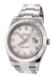 Rolex Datejust Ii 41 Steel Silver Diamond Dial 18Kt White Gold Fluted Bezel Mens Watch 116334