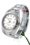 Rolex Datejust Ii 41 Steel Silver Diamond Dial 18Kt White Gold Fluted Bezel Mens Watch 116334