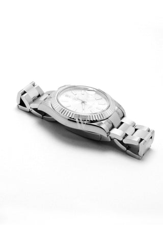 Rolex Datejust Ii 41 Silver Dial 18Kt White Gold Fluted Bezel Mens Watch 116334