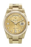 Rolex Day-Date 36 Champagne-Colour Jubilee Design Set With Diamonds Dial Fluted Bezel Yellow Gold