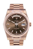 Rolex Day-Date 36 Chocolate Dial Fluted Bezel President Everose Gold Watch 118235