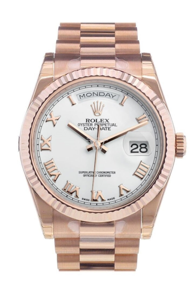 Rolex 118235 Day Date 36 White Dial President Everose Gold