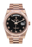 Rolex Day-Date 36 Black Arab Dial Fluted Bezel President Everose Gold Watch 118235
