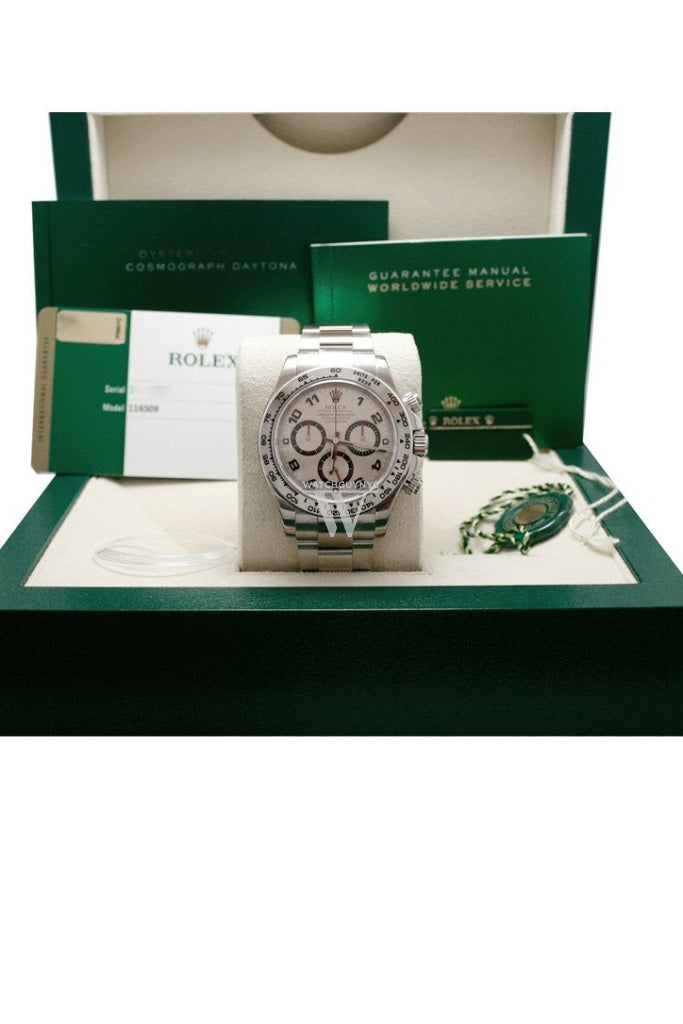 Rolex Cosmograph Daytona White Gold Silver Dial Watch 116509