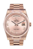 Rolex Day-Date 36 Pink Roman Dial Fluted Bezel President Everose Gold Watch 118235