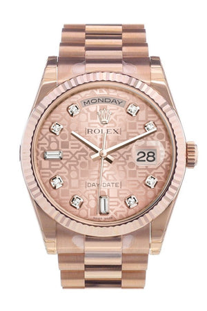 Rolex Day-Date 36 Pink Jubilee Design Set With Diamonds Dial Fluted Bezel President Everose Gold