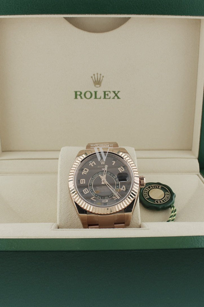 Rolex Sky-Dweller 42 Chocolate Dial Rose Gold Mens Watch 326935
