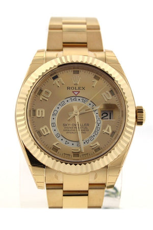 Rolex Sky-Dweller 42 Champagne Arabic Dial Yellow Gold Mens Watch 326938 / None