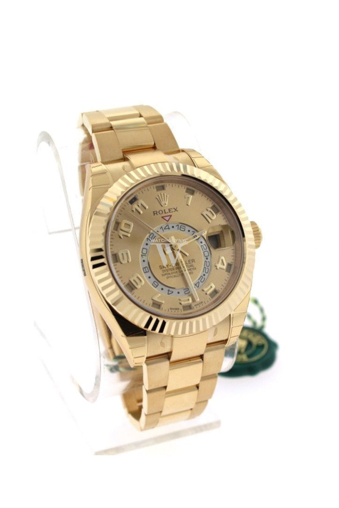 Rolex Sky-Dweller 42 Champagne Arabic Dial Yellow Gold Mens Watch 326938
