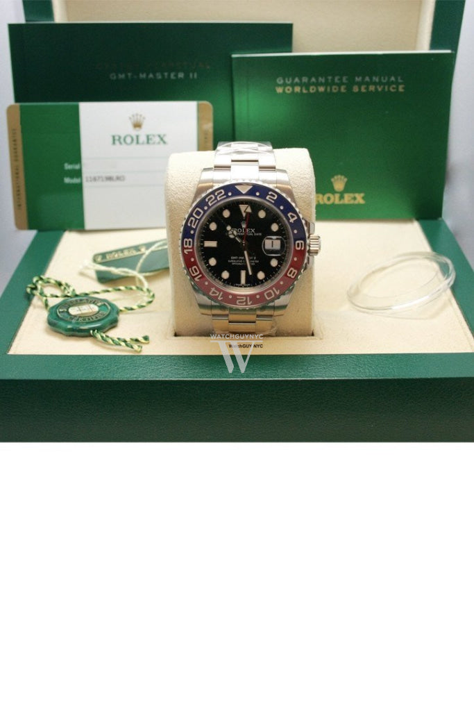 Rolex Gmt-Master Ii Black Dial Blue And Red Bezel Watch 116719