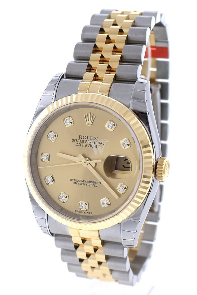 ROLEX 116233 Datejust 36 Champagne Diamond Dial Watch | WatchGuyNYC
