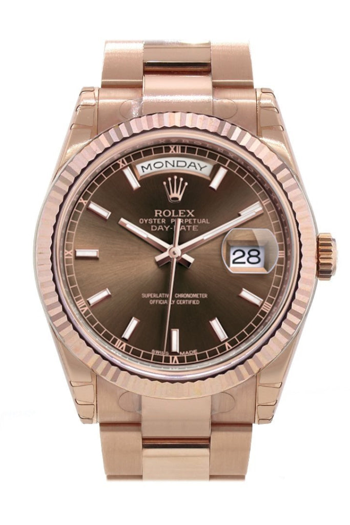 Rolex 118235 Day Date 36 Chocolate Dial Everose Gold WatchGuyNYC