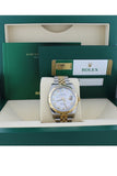 Rolex Datejust 36 White Mother-Of-Pearl Roman Dial Fluted 18K Gold Two Tone Jubilee Watch 116233