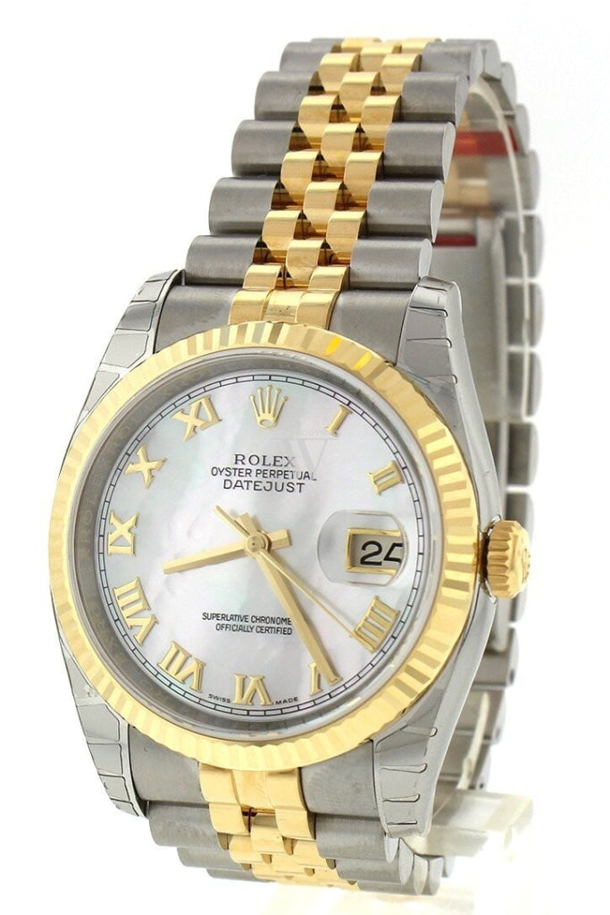 ROLEX 116233 Datejust 36 Mother Of Pearl Dial Fluted Watch