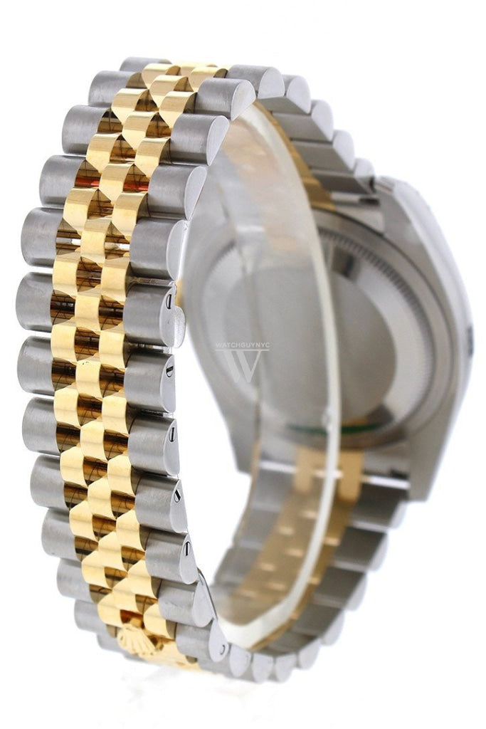 Rolex Datejust 36 White Mother-Of-Pearl Roman Dial Fluted 18K Gold Two Tone Jubilee Watch 116233