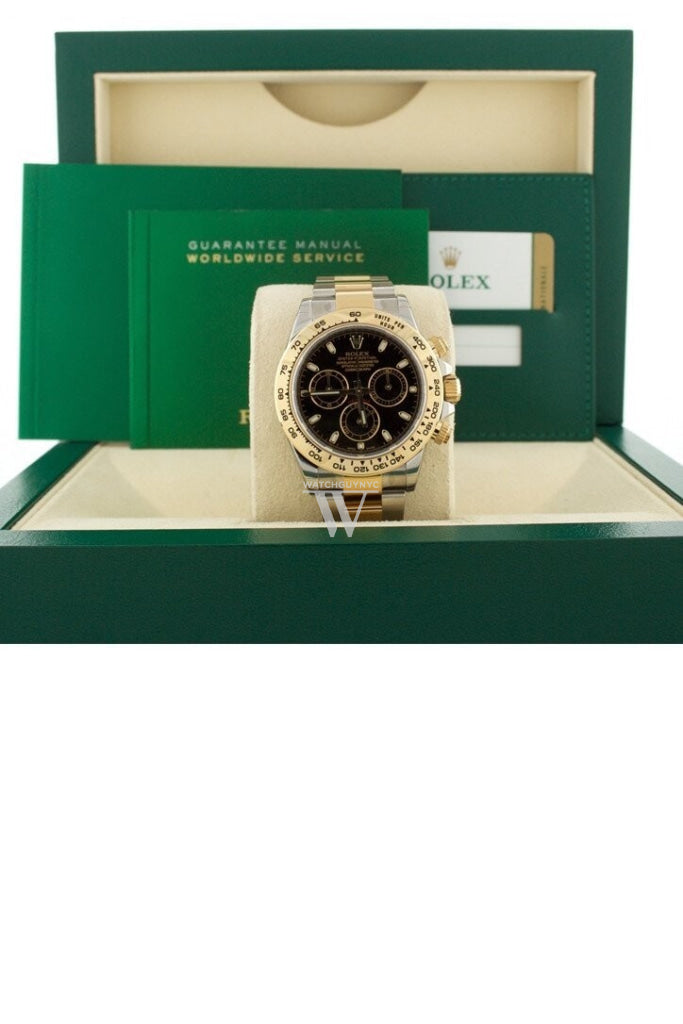 Rolex Cosmograph Daytona Black Dial Gold And Steel Mens Watch 116503