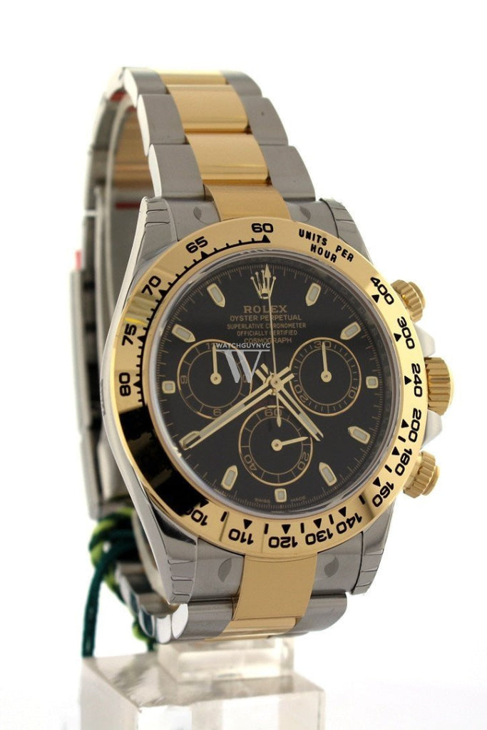Rolex Cosmograph Daytona Black Dial Gold And Steel Mens Watch 116503