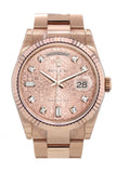 Rolex Day-Date 36 Pink Jubilee Design Set With Diamonds Dial Fluted Bezel Oyster Everose Gold Watch