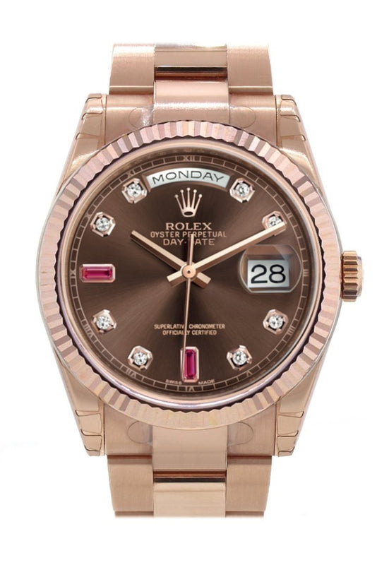 Rolex 118235 Day Date 36 Pink diamonds Dial Everose Gold Watch
