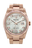 Rolex Day-Date 36 White Mother-Of-Pearl With Oxford Motif Set Diamonds Dial Fluted Bezel Oyster
