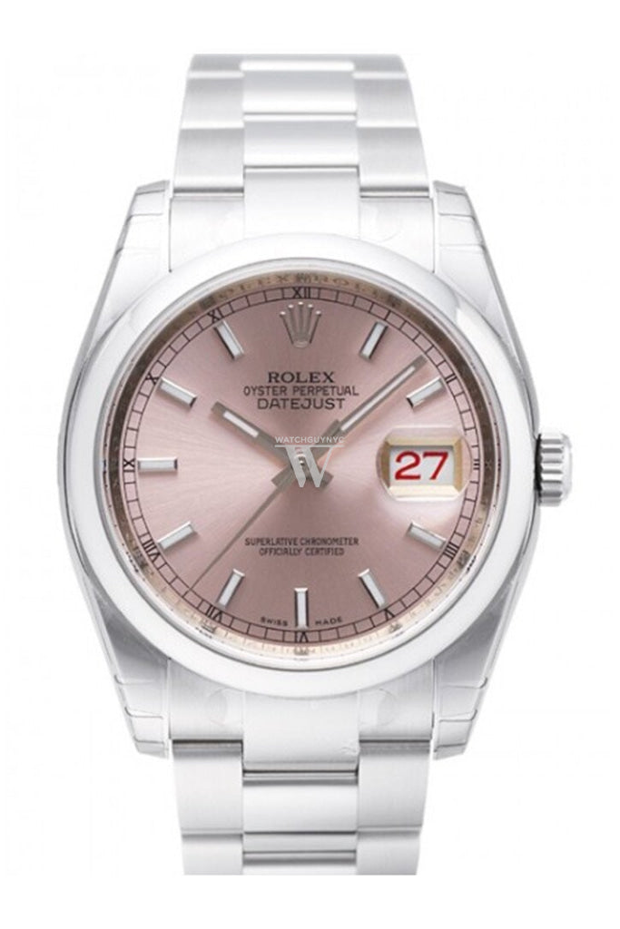 ROLEX 116200 Datejust 36 Pink Dial Stainless Steel Watch WatchGuyNYC