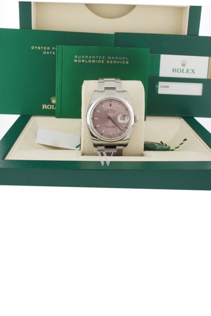 Rolex Datejust 36 Pink Dial Stainless Steel Watch 116200